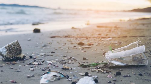 des déchets plastiques sur une plage
