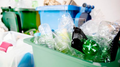 des déchets plastiques dans une poubelle