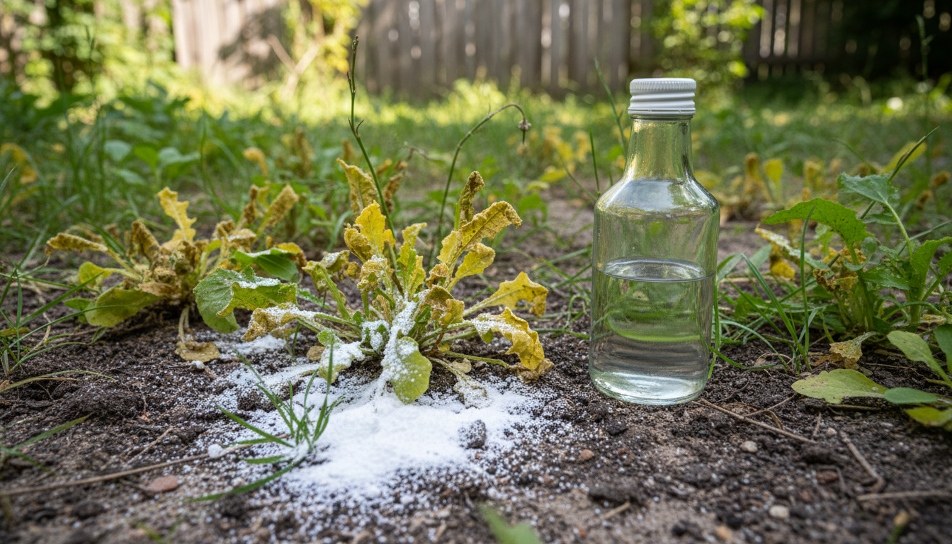 découvrez l'efficacité du désherbant naturel à base de bicarbonate et de vinaigre pour éliminer les mauvaises herbes de façon écologique et économique.